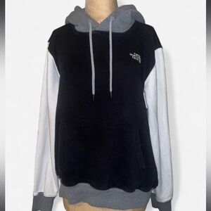 The North Face Charcoal and Light Gray and Black Fleece Hoodie Jacket